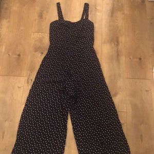 LOFT Navy Blue White Polka Dot Romper